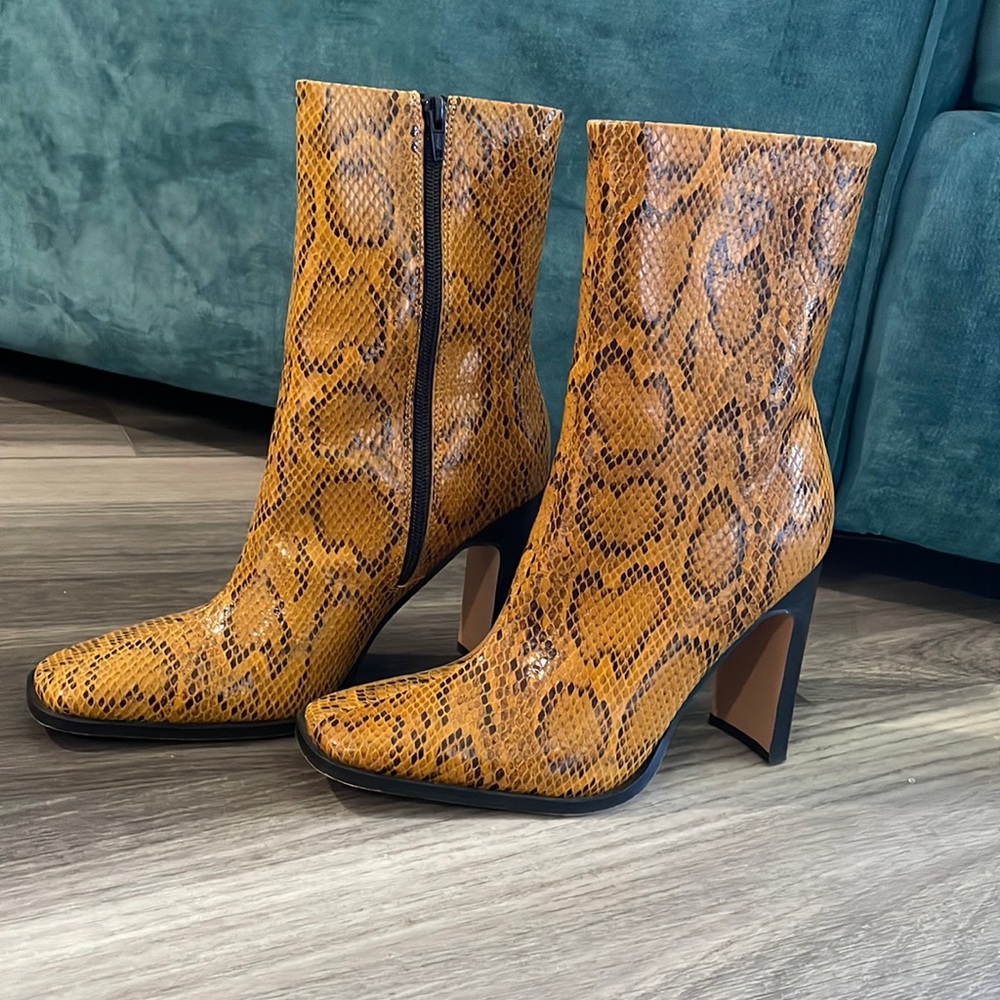 ASOS leather snakeskin high ankle boots